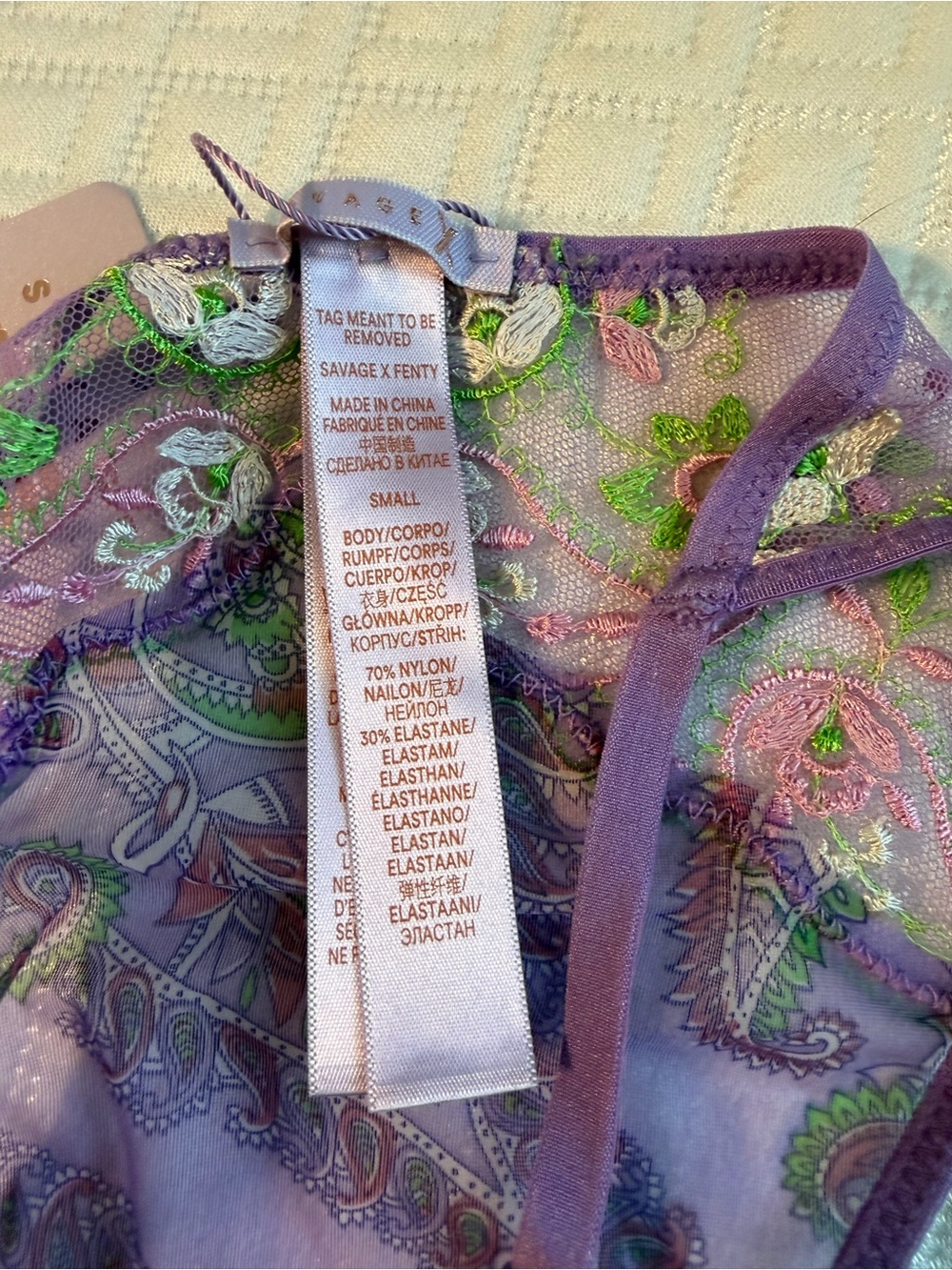 Savage X Fenty Lavender Embroidered Sheer Panty NWT - Picture 3 of 3